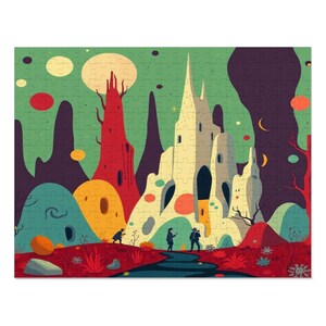 Mystical Landscape Jigsaw Puzzle with Tin, Unique Gift for Puzzle Lovers, Nostalgic Decor, Family Fun Activity, Mindful Entertainment