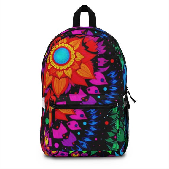 Colorful Bohemian Backpack, Vibrant Floral Bag for School 
