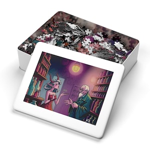 Mystical Jigsaw Puzzle with Tin, Fantasy Puzzle Art, Magical Gift for Adults, Unique Home Decor, Creative Brain Teaser