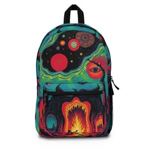 Vibrant Cosmic Backpack | Psychedelic Art | School Bag | Unique Gift for Teens | Festival Accessory | Travel Companion