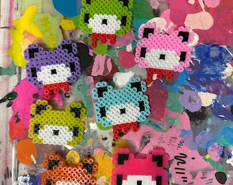 Gloomy Bear Perler Bead Hair Clip: Handmade Rave Kandi Accessory