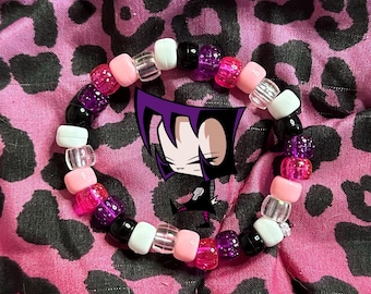 Invader Zim GAZ inspo handmade KANDI bracelet - rave - scene - kandi kid -