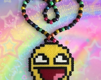 EPIC Smiley Face Kandi Necklace: Handmade Rave Jewelry - Etsy