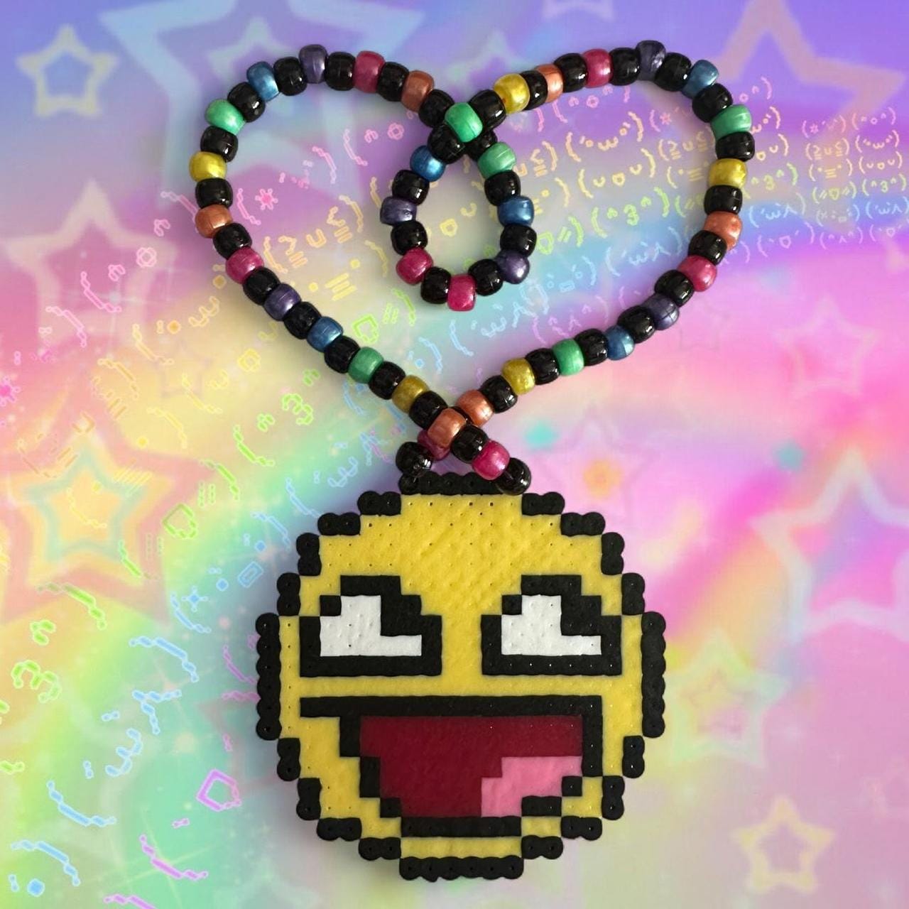 EPIC Smiley Face Kandi Necklace: Handmade Rave Jewelry - Etsy