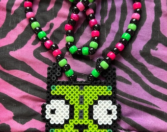 Invader Zim GIR Kandi Necklace: Handmade Rave Scene Jewelry