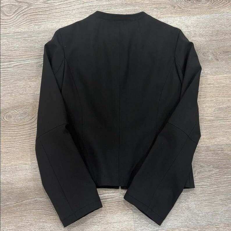 Veste blazer BCBG Max Azria en laine avec fermeture éclair sur le devant Noir Taille 6 Minimaliste structuré image 6