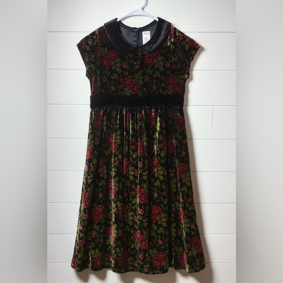 gymboree holiday dress Girls Velvet Floral Valentine Peter Pan Collar Size 9 off the shoulder summer dress