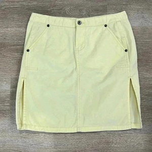 Rusty vintage 90&#39;s western yellow mini skirt, slide slits, pockets women size 7