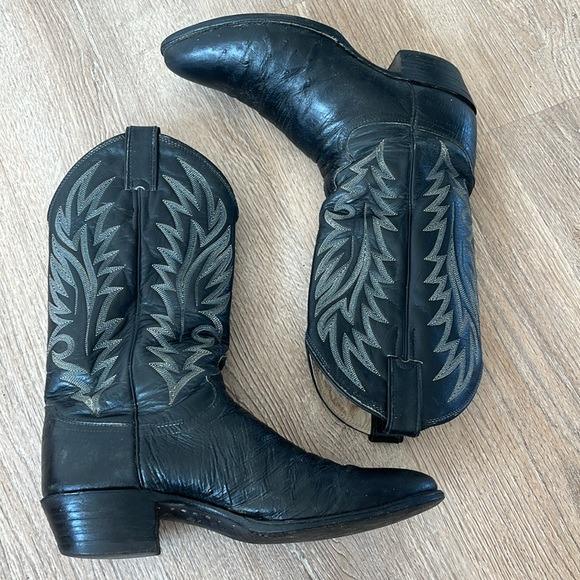 Justin Smooth Ostrich Cowboy Western Boots Black Style 8740  display picture 3