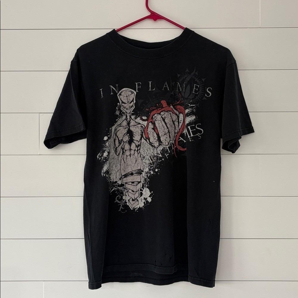 Vintage in Flames Metal Band T-shirt Black Anvil Tag Distressed 