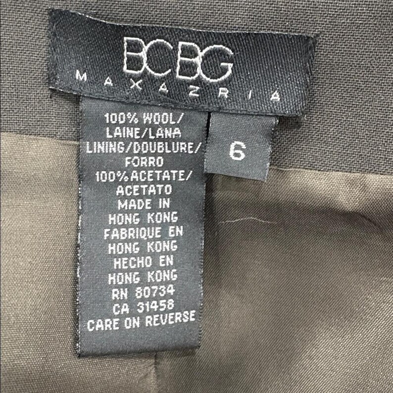 Veste blazer BCBG Max Azria en laine avec fermeture éclair sur le devant Noir Taille 6 Minimaliste structuré image 5