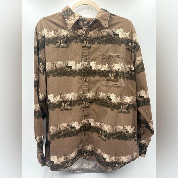 Cabela's Outfitter Series Deer Print Button Down Shirt L