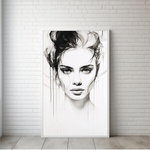 Femme Line Drawing Art Print, Minimaliste Féminin One Line Wall Home Decor, Female Face Poster, Modern Face Line Art, Téléchargement numérique