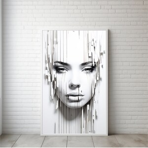 Femme Line Drawing Art Print, Minimaliste Féminin One Line Wall Home Decor, Female Face Poster, Modern Face Line Art, Téléchargement numérique