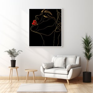 Impression d&#39;art dessin au trait femme, décoration murale minimaliste féminine sur une ligne, affiche visage de femme, dessin au trait visage moderne, téléchargement numérique