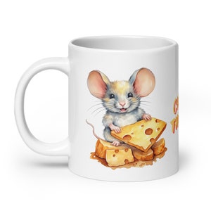 Cheese the Day - Seize the Day Mice with Cheese White glossy mug