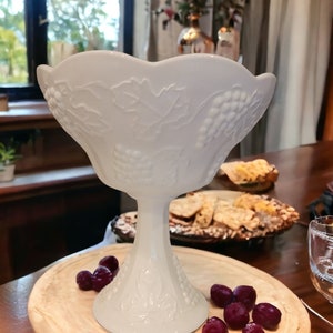 Vintage Indiana Milk Glass Compote Serving Bowl