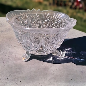 Vinage 1940s Art Deco Crystal Footed Bowl