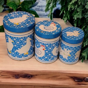 Vintage Country Farmhouse Nesting Canister Tins