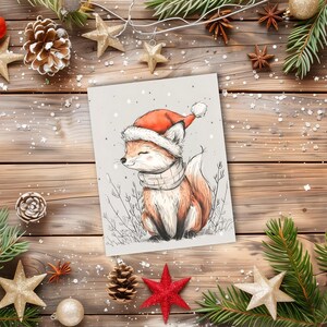 Cartes de voeux de Noël (8, 16 et 24 pcs) Cartes de vœux vierges Joyeuses fêtes Joyeux Noël Renard Note de Noël Animal de la forêt
