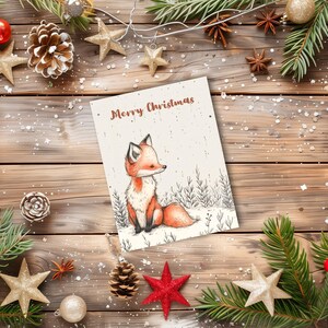 Cartes de voeux de Noël (8, 16 et 24 pcs) vierges à l'intérieur Joyeuses fêtes Joyeux Noël renard Note de Noël Animal de la forêt