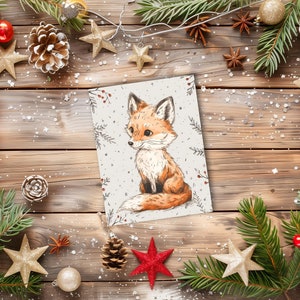 Cartes de voeux de Noël (8, 16 et 24 pcs) Cartes de vœux vierges Joyeuses fêtes Joyeux Noël Renard Note de Noël Animal de la forêt