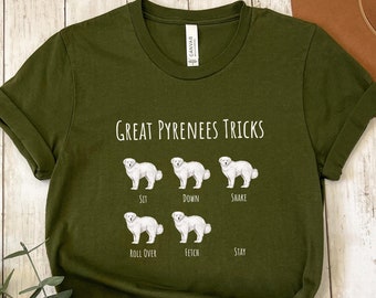 Great Pyrenees Tricks T-Shirt | Livestock Guardian Dog Owner Gift | Homesteader | Farmer | Dog Shirt Gift | Unisex Jersey Short Sleeve Tee