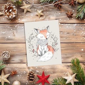 Cartes de Noël renard des bois, voeux de saison, joyeuses fêtes, joyeux Noël, cartes de renard, note de Noël, animal des bois, blanc à l'intérieur