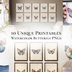Aquarel vlinders PNG clipart grote transparante afdrukbare voor kleine bedrijven commercieel gebruik kinderkamer muur kunst huis opwarming van de aarde decoraties