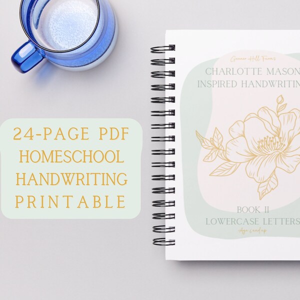 Kids Handwriting Activity Lowercase Letters for Preschooler Kindergartener Charlotte Mason Method Homeschool Printable Digital Download