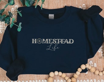 Homestead Life Crewneck Sweatshirt Gift Shirt Farm Living Off The Land Present for Her for Friend Beekeeper Chicken Lover Unisex Sweater