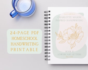 Kids Handwriting Activity Lowercase Letters for Preschooler Kindergartener Charlotte Mason Method Homeschool Printable Digital Download