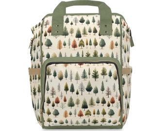Forest Diaper Backpack Pine Trees Wilderness Newborn Gift for Parents Baby Shower Present Outdoor Enthusiasts Hiking Backpacking Lovers