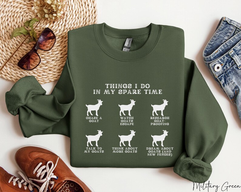 Things I do in my spare time, goat edition. "Chase a goat", "Watch goats escape", "research goat-proofing", "talk to my goats", "think about more goats", "dream about goats (and new fences)"