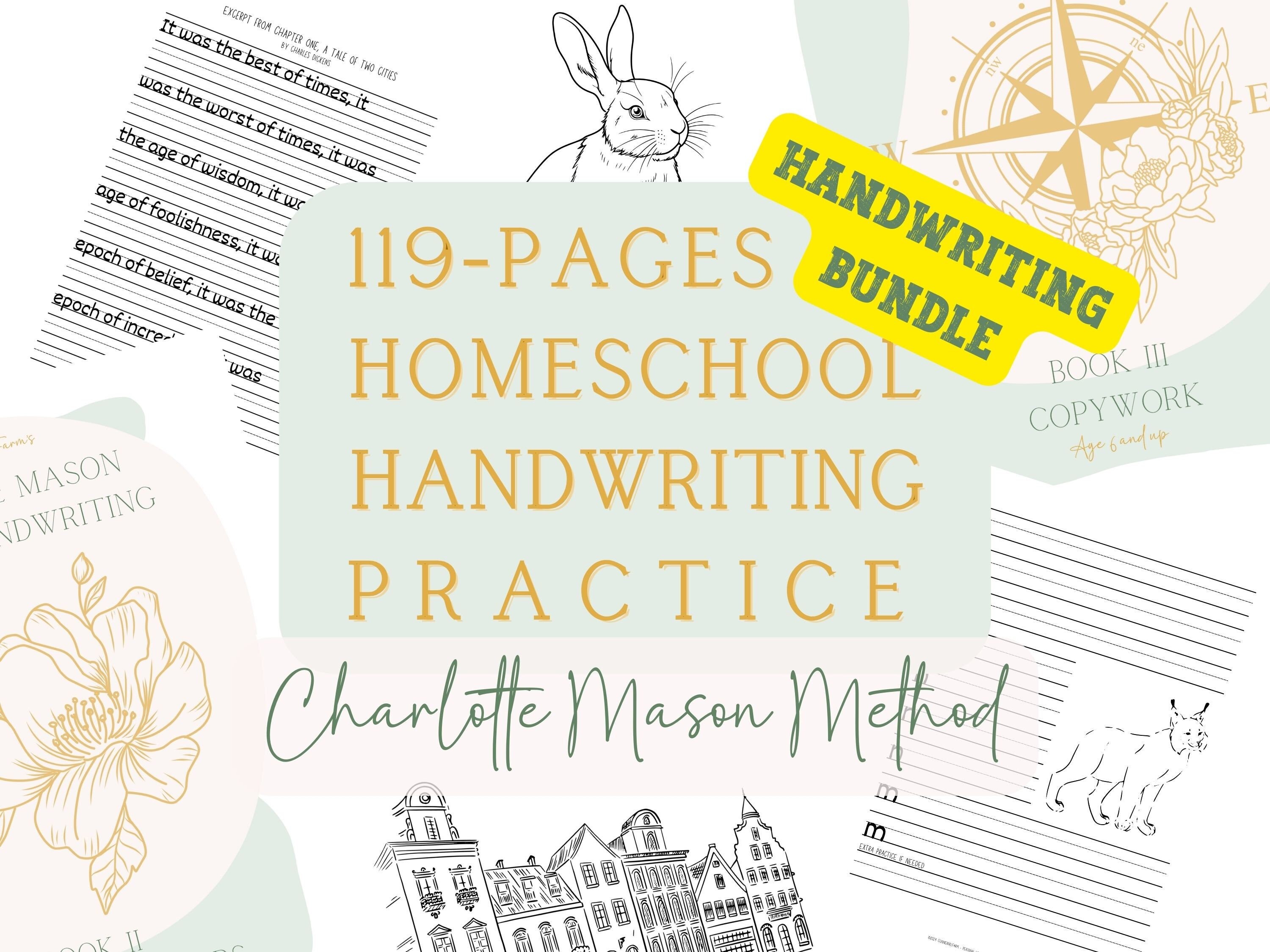 Handwriting Bundle for Kids Charlotte Mason Method Uppercase Lowercase and Copywork Lettering for Preschooler Kindergartener Printable