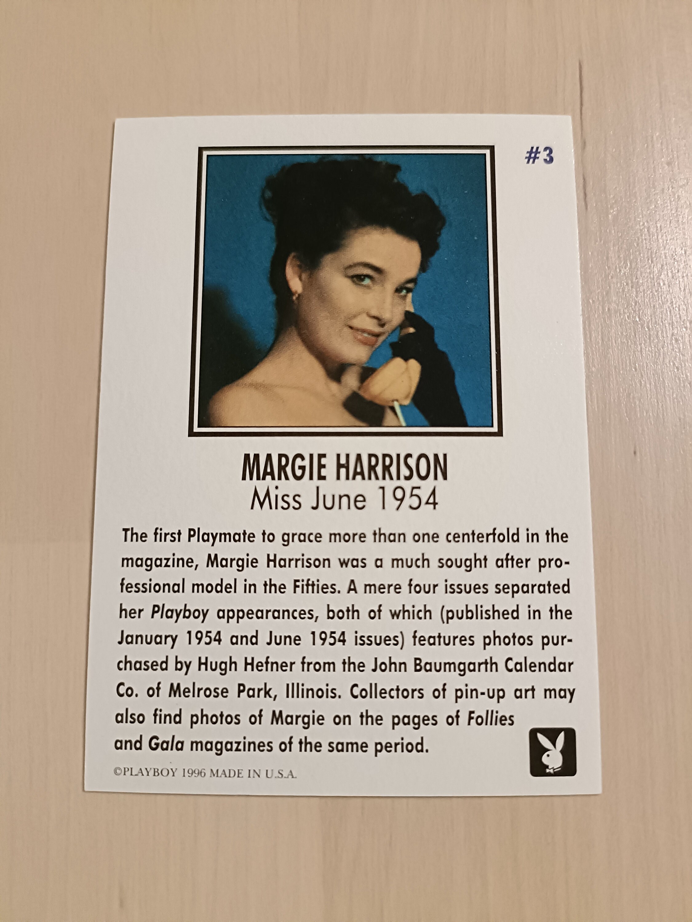 Margie Harrison Card N 3 Playboy Miss June June 1954 Trading Card 1996 6.4x8.9 Cm - Etsy