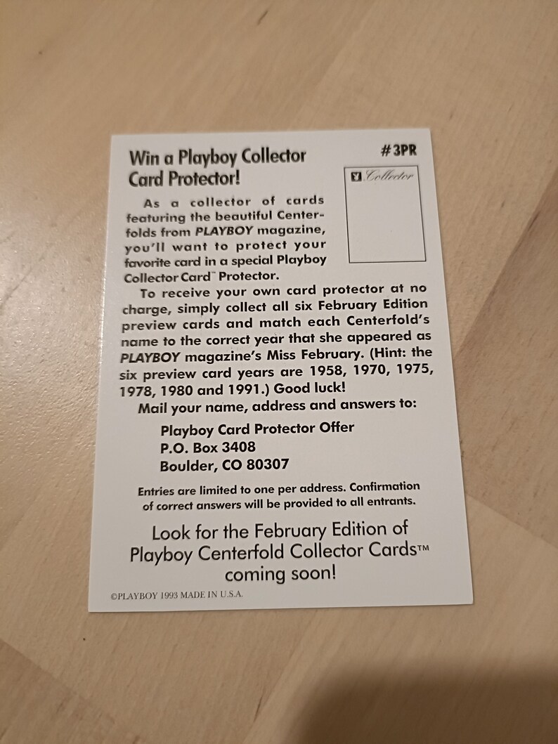 Laura Misch Card N 3PR Preview February Playboy Miss January January