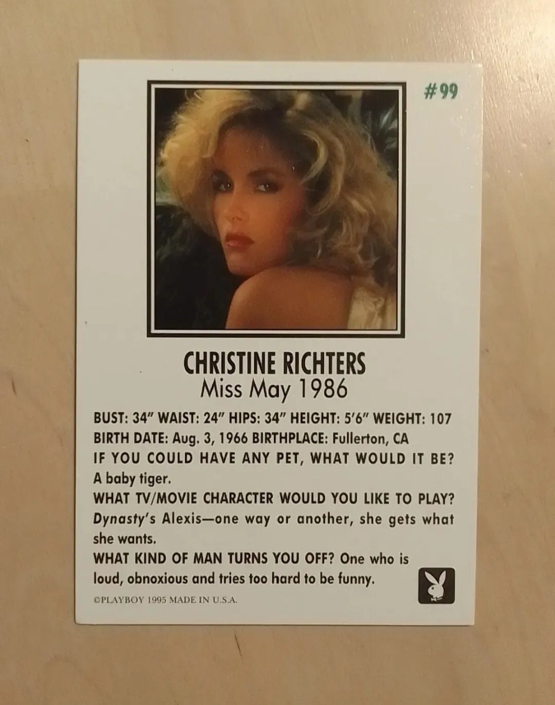 Autographed Christine Richters Playboy Miss May 1986 Trading - Etsy