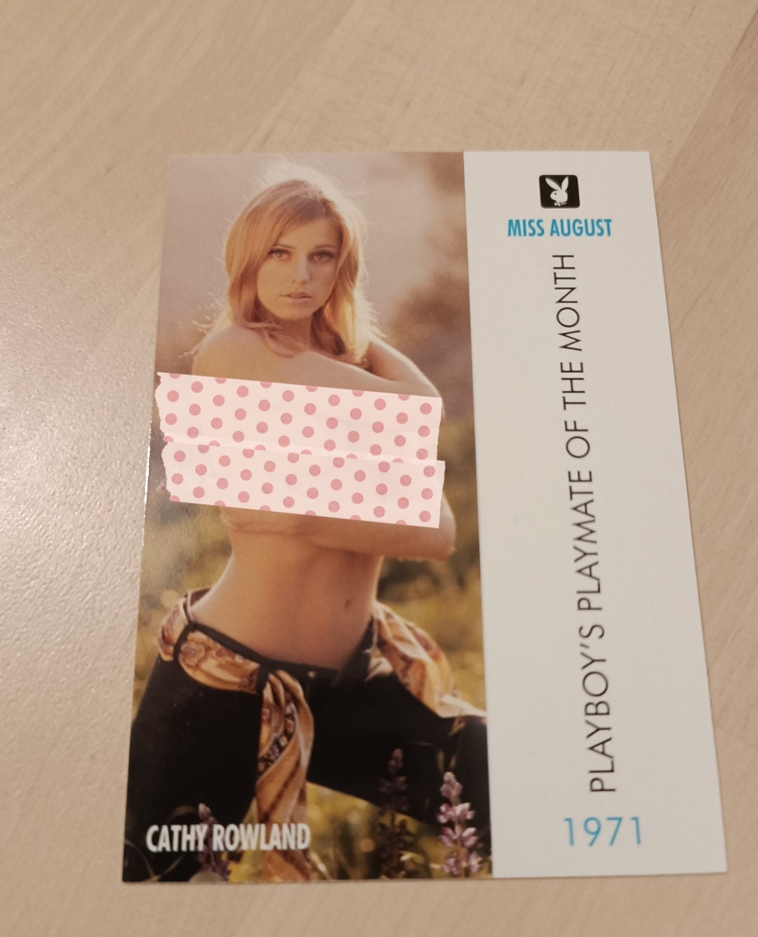 Cathy Rowland Card N 54 Playboy Miss August August 1971 Trading Card