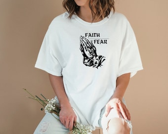 Faith Over Fear Aesthetic Jesus Shirt Christian Shirts Christian Apparel Christian Streetwear Christian Clothing Christian Merch Bible Verse