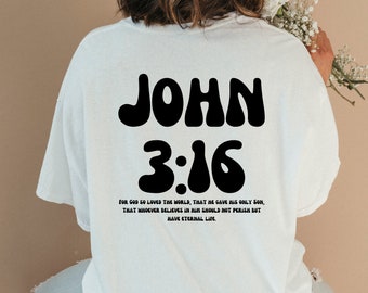 Jean 3:16 Pour Dieu a tant aimé le monde Chemise tendance pour femmes, Chemise chrétienne pour femmes, Tshirt chrétien, Tee Jésus pour vêtements chrétiens