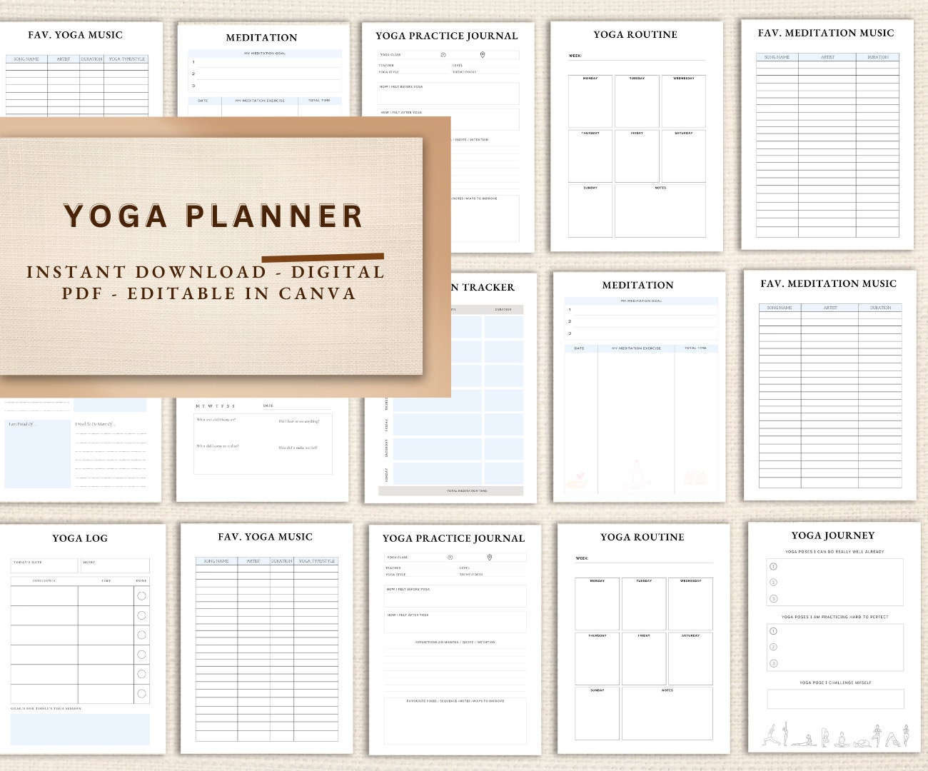 YOGA PEACE LOTUS Printable Planner Stickers Yoga Stickers