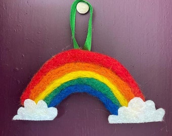 Needle Felted Rainbow Hanging Ornament