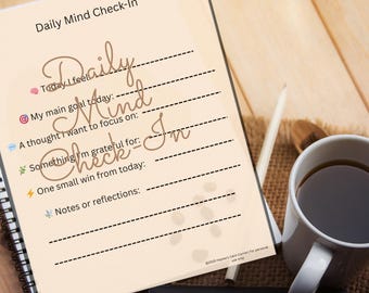 Daily Mind Check-In Printable | Self Care Journal Page | Mindfulness Worksheet | Instant Digital Download