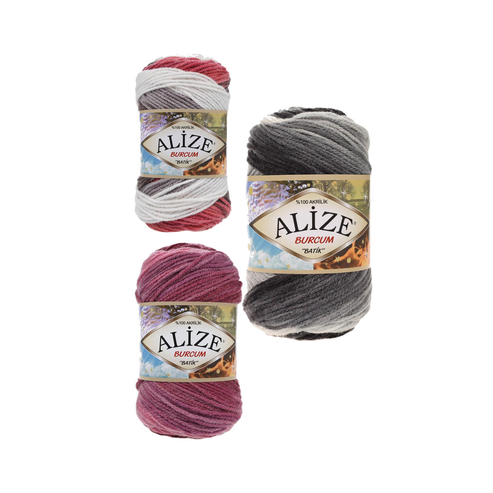 Alize Lot de 4 pelotes de fil turc 20 % laine, 80 % acrylique doux