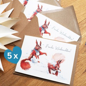 5x Weihnachtskarte Kunstkarte Klappkarte Winterkarte Gutschein Geschenkkarte