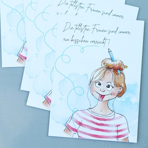 5x Postkarte Postkartenset Kunstkarte Frauen Mädchen Comic Kunstdruck Freundin Witzig Illustration Grafik Frech Glückwunsch Feminismus