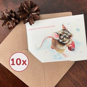 10x Weihnachtskarte Kunstkarte Klappkarte Winterkarte Gutschein Geschenkkarte