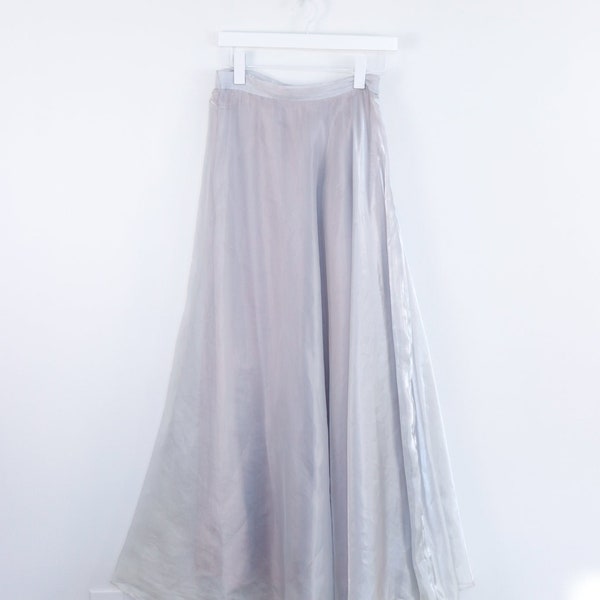 Vintage Tom Barra Silver Evening Maxi Skirt - Medium