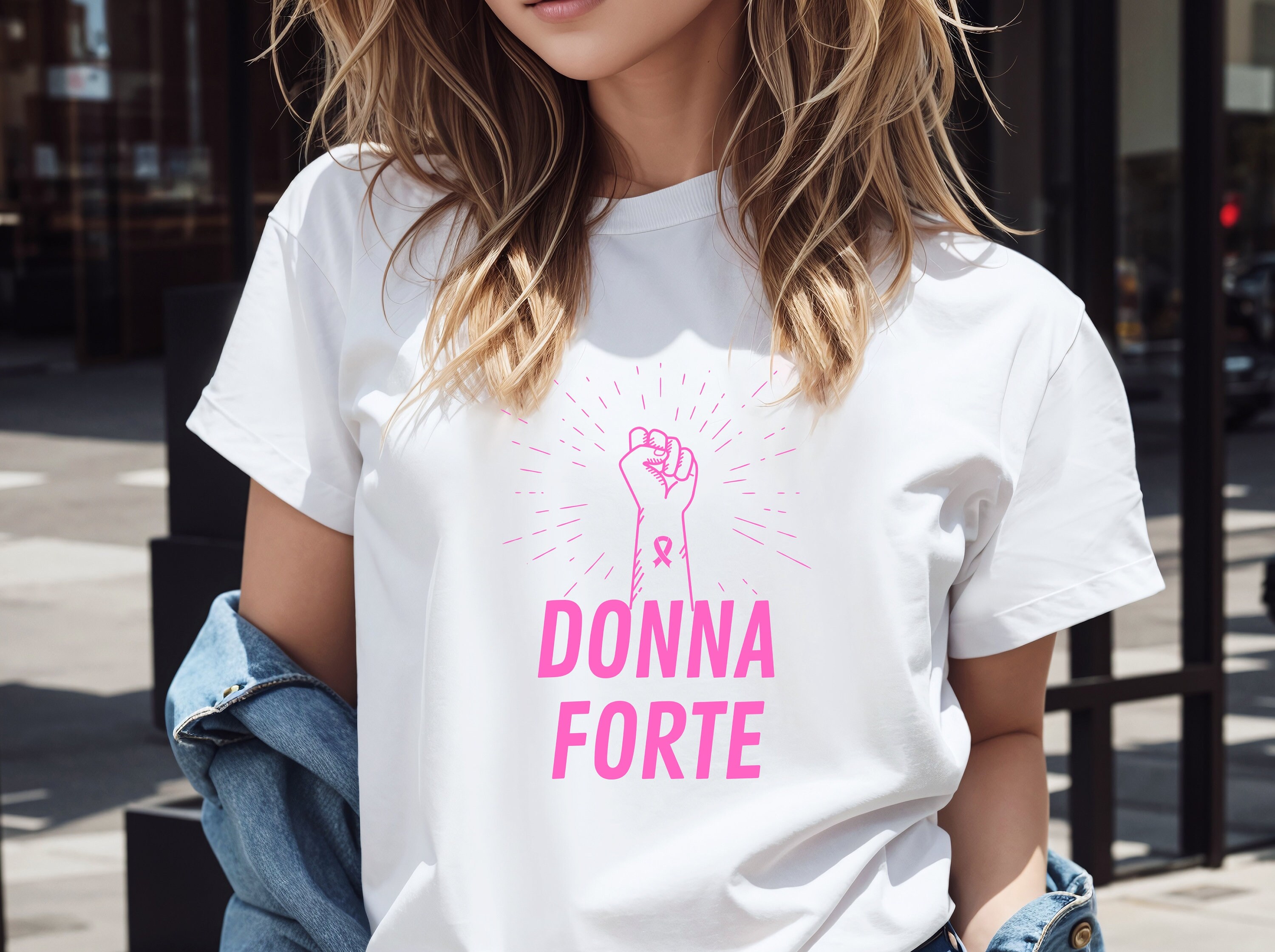 Donna Forte T shirt Strong Woman in Italian Breast Cancer Awareness Italian Saying Graphic Tee Unisex Ultra Cotton Tee Etsy Ireland